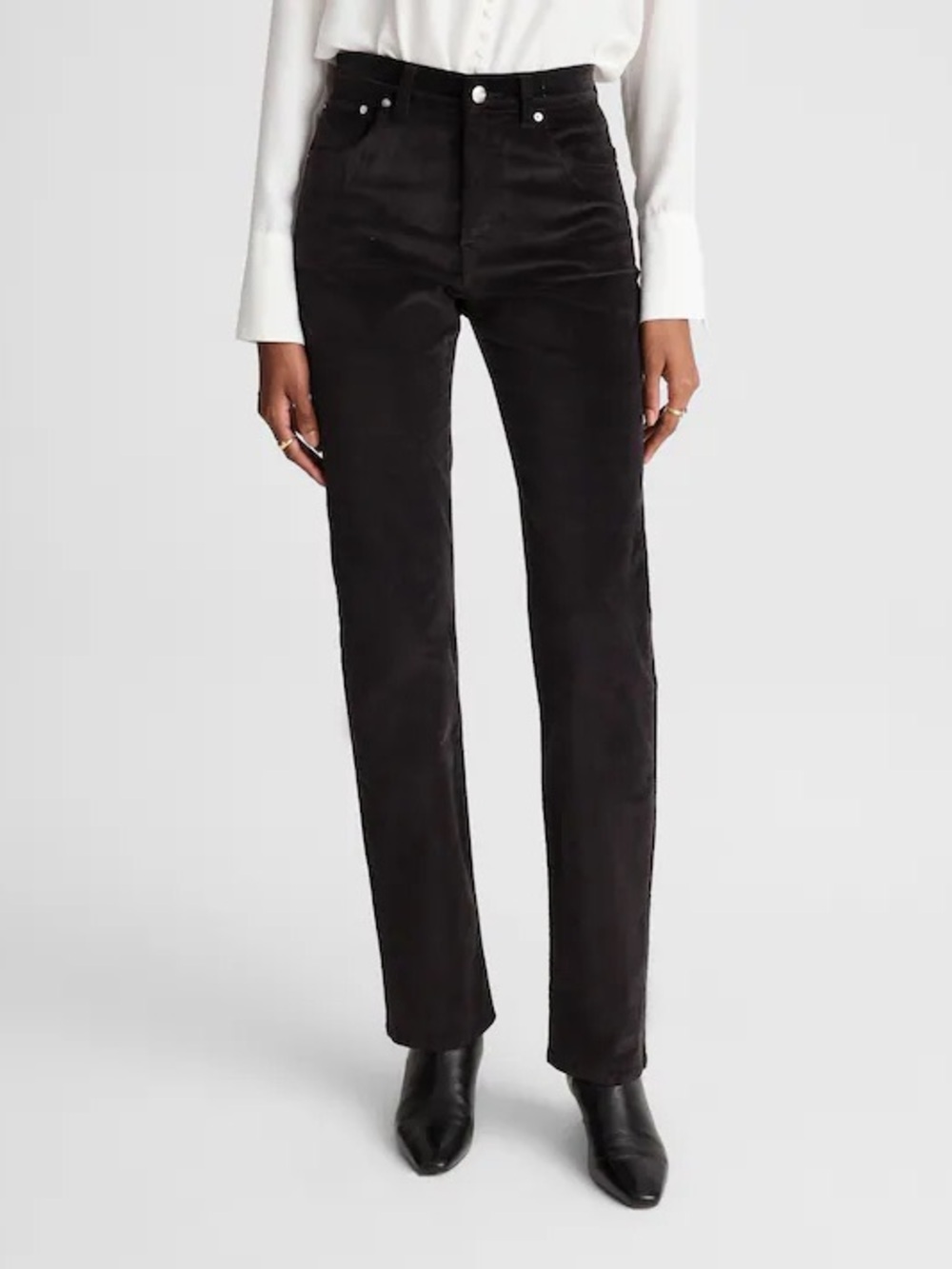 Madewell The Longline Straight Pant in Velvet Jet Black